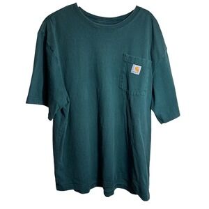 Carhartt K87 HTG Original Fit Short Sleeve Pocket T Shirt Green Mens Large Work